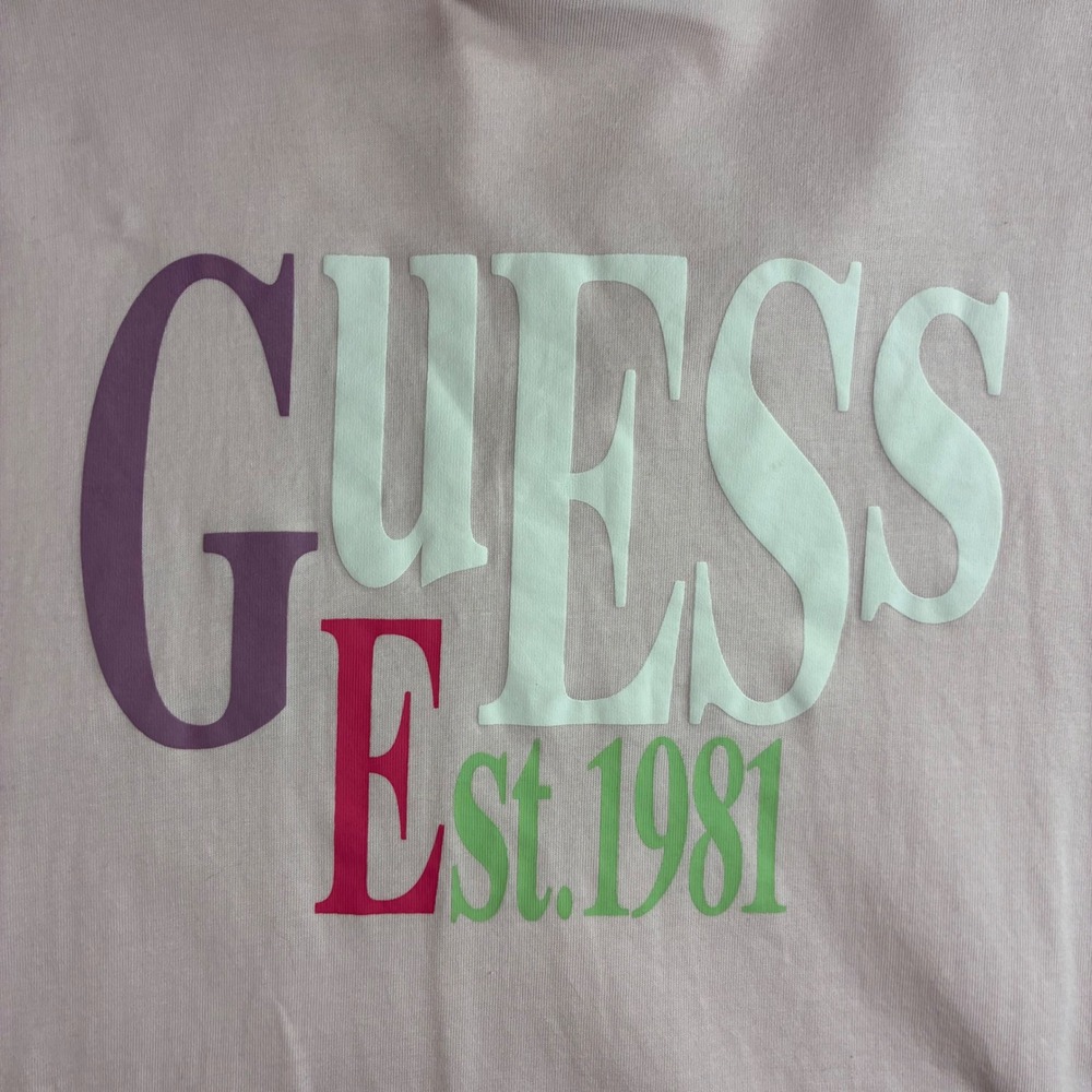Vintage Guess T Shirt Mens Medium Pink Spellout American Tradition Originals Y2K - Picture 2 of 9